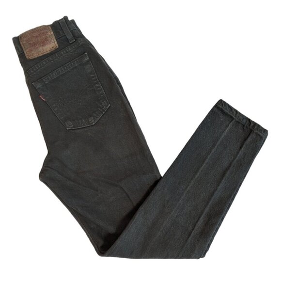 VTG 90's LEVI'S 512 Tapered Slim Fit Green Wash High Waisted Denim Jeans - Picture 4 of 7